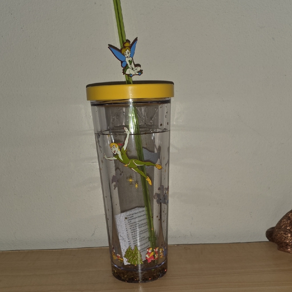 Disney Parks Peter Pan Plastic Tumbler. Snowglobe Style.